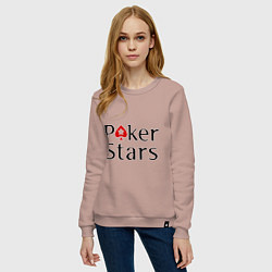 Свитшот хлопковый женский Poker Stars, цвет: пыльно-розовый — фото 2