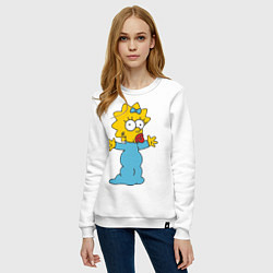 Свитшот хлопковый женский Maggie Simpson, цвет: белый — фото 2