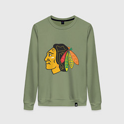 Свитшот хлопковый женский Chicago Blackhawks, цвет: авокадо