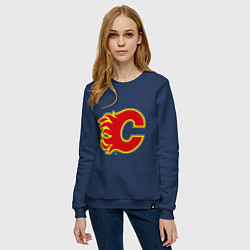 Свитшот хлопковый женский Calgary Flames, цвет: тёмно-синий — фото 2