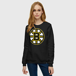 Свитшот хлопковый женский Boston Bruins, цвет: черный — фото 2