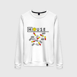 Свитшот хлопковый женский House M.D. Pills, цвет: белый