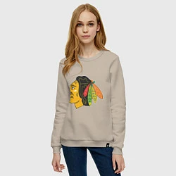 Свитшот хлопковый женский Chicago Blackhawks, цвет: миндальный — фото 2