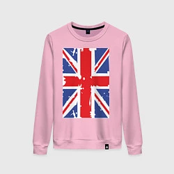 Свитшот хлопковый женский Британский флаг, цвет: светло-розовый