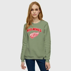 Свитшот хлопковый женский Detroit Red Wings, цвет: авокадо — фото 2