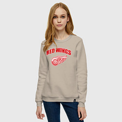 Свитшот хлопковый женский Detroit Red Wings, цвет: миндальный — фото 2