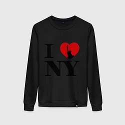 Свитшот хлопковый женский Freedom: I Love NY, цвет: черный