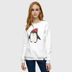 Свитшот хлопковый женский Зимний пингвин-мальчик, цвет: белый — фото 2