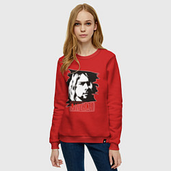 Свитшот хлопковый женский Nirvana: Kurt Cobain, цвет: красный — фото 2