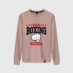 Свитшот хлопковый женский Kickboxing Russia, цвет: пыльно-розовый