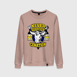 Свитшот хлопковый женский Never Give Up: Cenation, цвет: пыльно-розовый