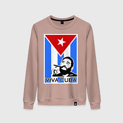 Свитшот хлопковый женский Fidel: Viva, Cuba!, цвет: пыльно-розовый