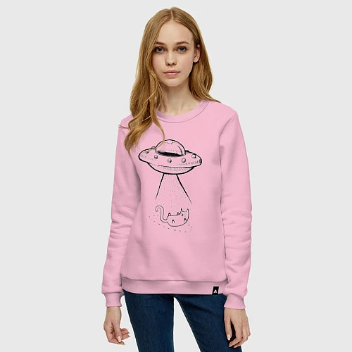 Женский свитшот Ufo cat / Светло-розовый – фото 3