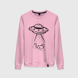 Свитшот хлопковый женский Ufo cat, цвет: светло-розовый