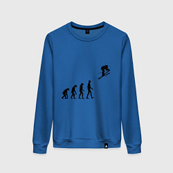 Свитшот хлопковый женский Эволюция лыжник, цвет: синий