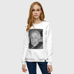 Свитшот хлопковый женский Энштейн дурачится, цвет: белый — фото 2