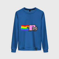 Свитшот хлопковый женский Nyan Cat, цвет: синий
