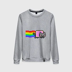 Свитшот хлопковый женский Nyan Cat, цвет: меланж