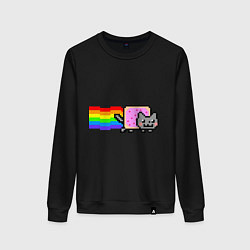 Свитшот хлопковый женский Nyan Cat, цвет: черный