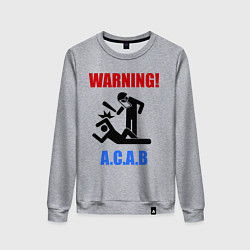 Свитшот хлопковый женский Warning A.C.A.B, цвет: меланж