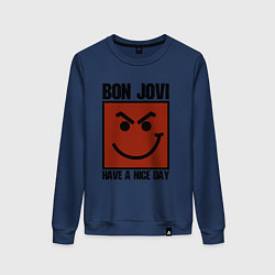 Свитшот хлопковый женский Bon Jovi: Have a nice day, цвет: тёмно-синий