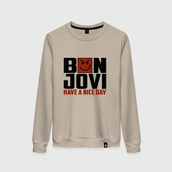 Свитшот хлопковый женский Bon Jovi: Nice day, цвет: миндальный