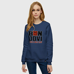 Свитшот хлопковый женский Bon Jovi: Nice day, цвет: тёмно-синий — фото 2