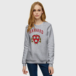 Свитшот хлопковый женский Harvard university, цвет: меланж — фото 2