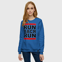 Свитшот хлопковый женский Run Вася Run, цвет: синий — фото 2