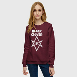 Свитшот хлопковый женский Black Clover, цвет: меланж-бордовый — фото 2