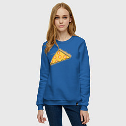 Свитшот хлопковый женский Bitcoin Pizza, цвет: синий — фото 2
