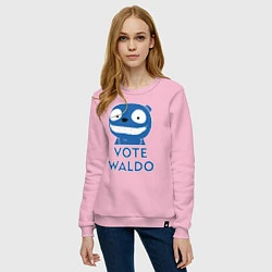Свитшот хлопковый женский Vote Waldo, цвет: светло-розовый — фото 2