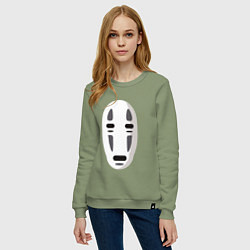 Свитшот хлопковый женский Безликий Бог Каонаси, цвет: авокадо — фото 2