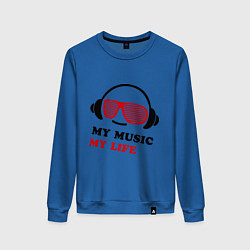 Свитшот хлопковый женский My music my life, цвет: синий