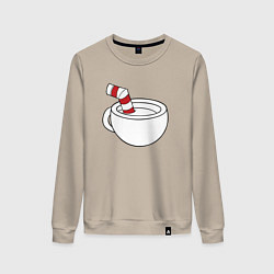 Свитшот хлопковый женский Red Cuphead, цвет: миндальный