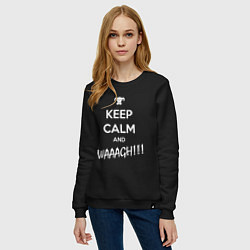 Свитшот хлопковый женский Keep Calm & WAAAGH, цвет: черный — фото 2