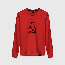 Свитшот хлопковый женский СССР: Серп и молот, цвет: красный
