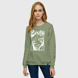 Свитшот хлопковый женский Ahegao Black, цвет: авокадо — фото 2