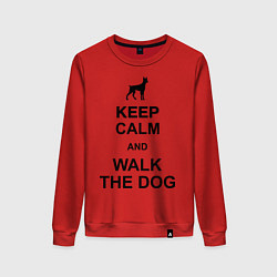 Свитшот хлопковый женский Keep Calm & Walk the dog, цвет: красный