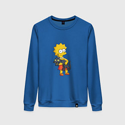 Свитшот хлопковый женский Лиза Симпсон и кот, цвет: синий