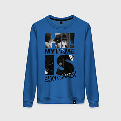 Свитшот хлопковый женский My name is slim shady, цвет: синий