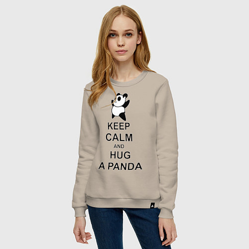Женский свитшот Keep Calm & Hug A Panda / Миндальный – фото 3