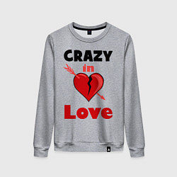 Свитшот хлопковый женский Crazy in love, цвет: меланж