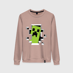 Свитшот хлопковый женский Crash Minecraft, цвет: пыльно-розовый