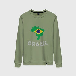 Свитшот хлопковый женский Brazil Country, цвет: авокадо