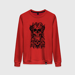 Свитшот хлопковый женский Slayer Skulls, цвет: красный