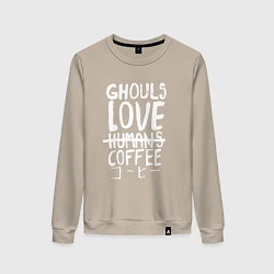 Свитшот хлопковый женский Ghouls Love Coffee, цвет: миндальный