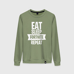 Свитшот хлопковый женский Eat Sleep Fortnite Repeat, цвет: авокадо