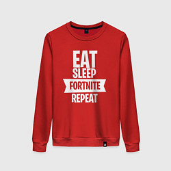 Свитшот хлопковый женский Eat Sleep Fortnite Repeat, цвет: красный