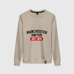 Свитшот хлопковый женский FC Manchester United Est. 1878, цвет: миндальный